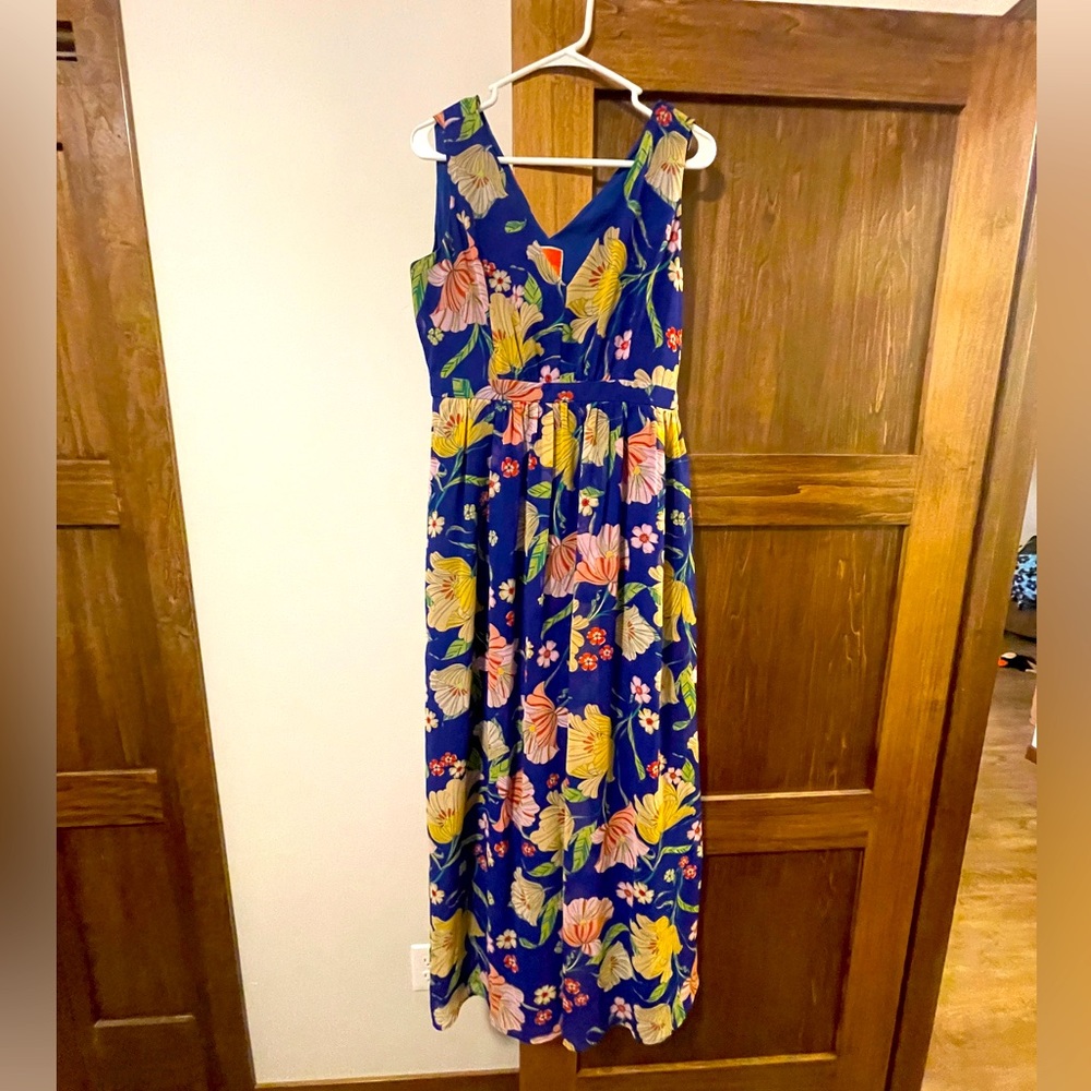 ModCloth Navy Floral Maxi Dress with Pockets